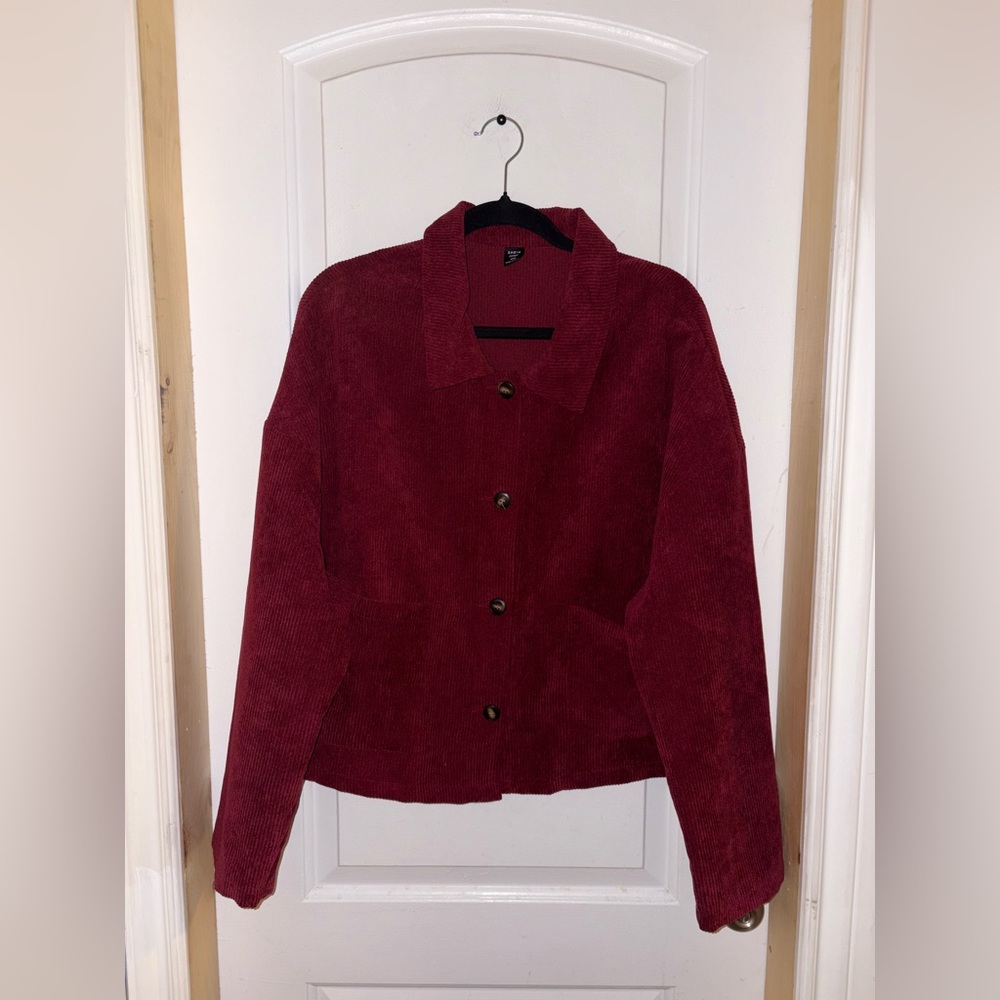 SHEIN - Burgundy Corduroy Jacket